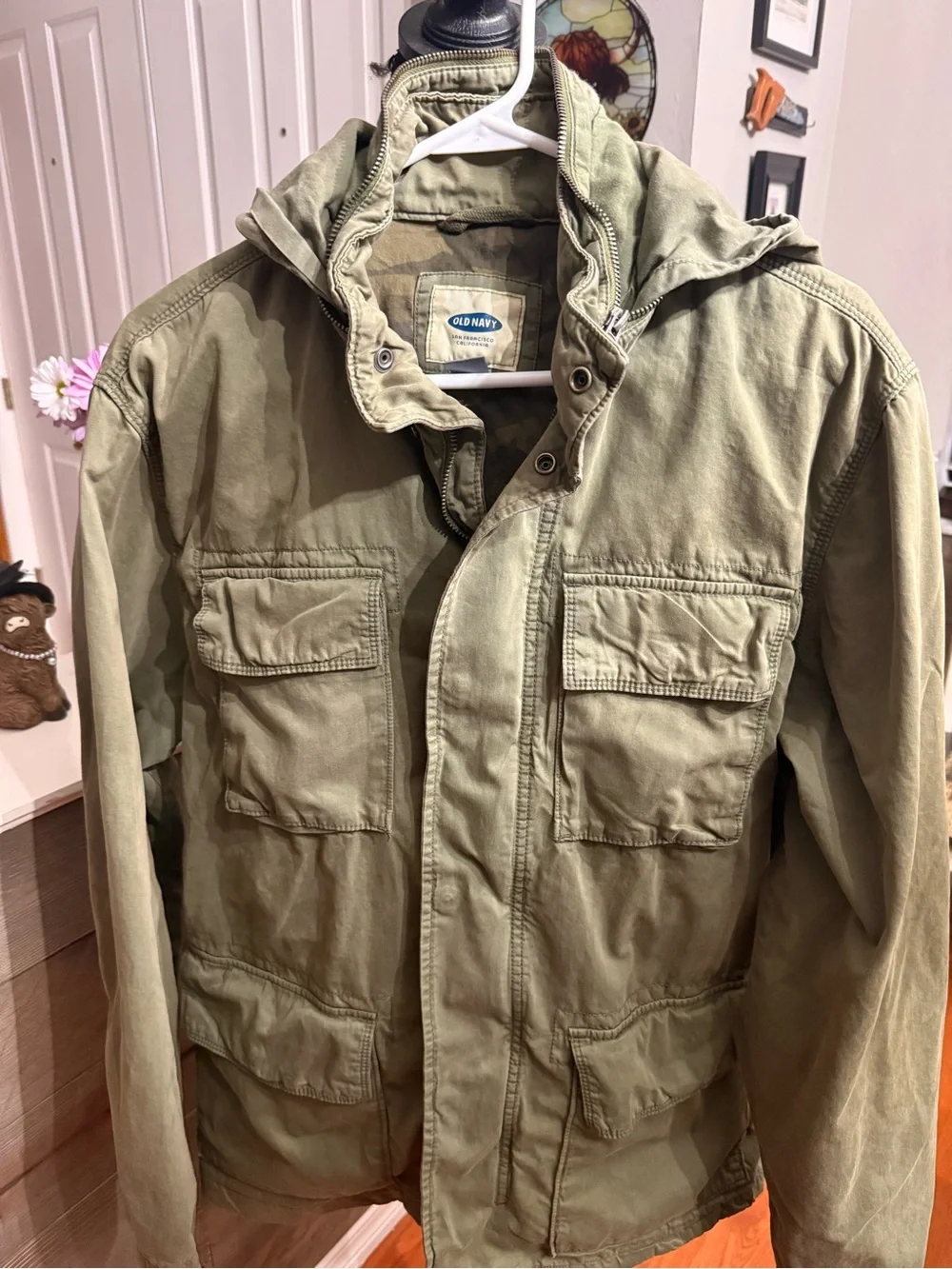 Old Navy Olive Green Military Field Jacket with Hood